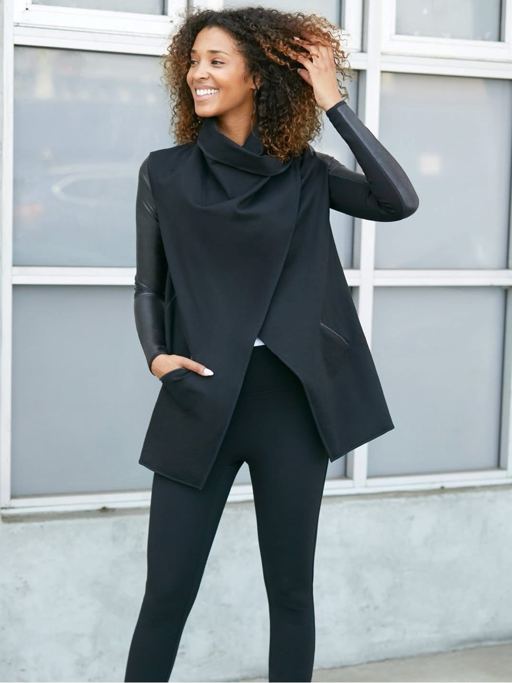 SPANX Black Draped Ponte Jackeg